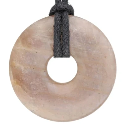 Abbildung von Lebensquelle Plus Mondstein Donut Ø 30 mm + Baumwollband Edelstein Anhänger Echte Heilsteinkette inkl. Band