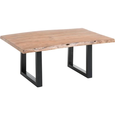 Abbildung von INDIA Couchtisch Baumkante Massivholz Akazie Hochwertiger Sofatisch mit schwarzem Metallgestell 110 x 45 70 cm (B/H/T)