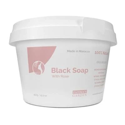 Abbildung von Fatima&#039;s Garden Rosenöl Schwarze Seife Natürliches Peeling, 450g