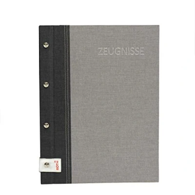 Abbildung von ROTH Zeugnismappe Bicolor mit Buchschrauben Dark Grey 12 A4 Klarsichthüllen, erweiterbar