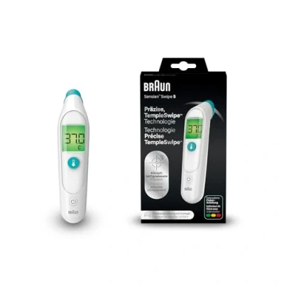 Abbildung von Braun Sensian Swipe 5 Schläfenthermometer TempleSwipe Technologie Farbcodiertes Digitaldisplay Geeignet für Babys und Kinder 3 Sekunden Ergebnisse Die #1 Marke bei Ärzten(1) BST200