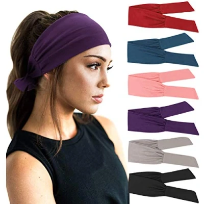 Abbildung von DRESHOW 6 Stück Damen Boho Stirnband Kopfband Haarband Gedruckt Stirnbänder Knoten Verdrehtes Elastische Kopf Wickeln Niedlich Haarschmuck für Mädchen