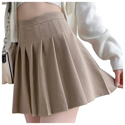 Abbildung von DRESHOW Basic Solid Stretchy Flared Beiläufige Mini Skater rock für Damen Mädchen