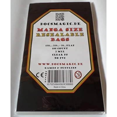 Abbildung von docsmagic.de 100 Resealable Manga Bags 5 9/10&quot;x 8 6/10&quot;+ 1 1/2&quot; Flap 2 Mil Hüllen mit Lasche Wiederverschließbar