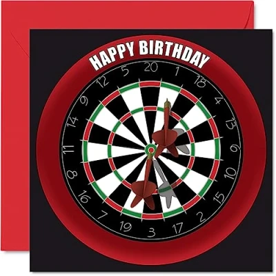 Abbildung von Stuff4 Lustige Geburtstagskarte zum 51. Geburtstag für Männer und Frauen Dartscheibe Happy Birthday Karte Vater, Mutter, Großvater, Nanny, Oma, Onkel, Tante, Cousin, Freund, 145 mm x mm,