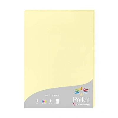 Abbildung von Clairefontaine 24207C Packung mit 25 Karten Pollen 210g, DIN A4, 21 x 29,7cm, Kanariengelb