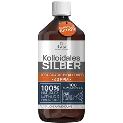 Abbildung von Kolloidales Silber 40 PPM 500 ml Premium Silberwasser Stärker als 25ppm Für Mensch, Hund &amp; Katze Carbon Neutral 100% natürlich mit 2 Zutaten