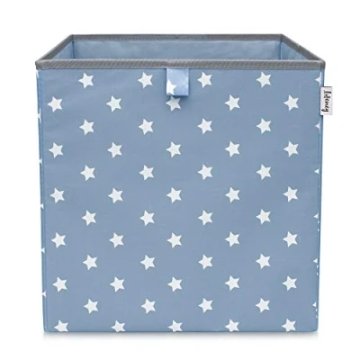 Abbildung von LIFENEY Aufbewahrungsbox mit Sternenmotiv in Türkis, Spielzeugbox Sternen passend für Würfelregale, Ordnungsbox das Kinderzimmer, Aufbewahrungskorb als Accessoire Zuhause 33x33x33 cm