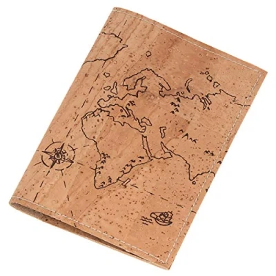 Abbildung von Simaru Reisepasshülle aus edlem Korkleder in Beige, Schutzhülle für den Reisepass, Wasserabweisend, nachhaltig und vegan (Beige (Kompass))