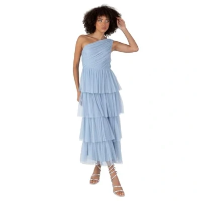 Abbildung von Anaya with Love Damen Women&#039;s Midaxi Dress Ladies One Shoulder Sleeveless Tiered Skirt for Wedding Guest Bridesmaid Evening Occasion Ball Gown Kleid, Soft Blue,