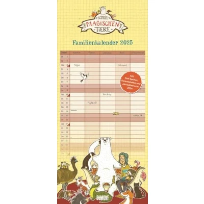 Abbildung von DUMONT Schule der magischen Tiere 2025 Familienkalender, 22x49,5cm, Planer mit 5 Spalten für die ganze Familie, Jahresübersicht 2026 und Schulferientabelle, deutsches Kalendarium