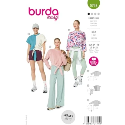 Abbildung von burda easy Schnittmuster Damen T Shirt in 3 Varianten Gr. 34 48