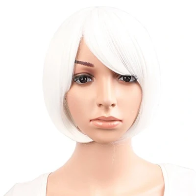 Abbildung von MapofBeauty Frauen kurze gerade Cosplay Party Perücke BOB (weiß)