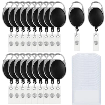 Abbildung von Kurtzy Karten Hüllen Ausweis Jojo (20er Pack) Wasserfeste Ausweishülle mit Clip Horizontaler Kartenhalter für Schlüsselanhänger, Schlüsselringe, Namensschilder, Ausweise und Gürtel