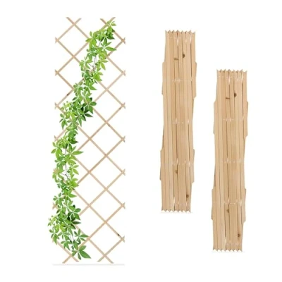 Abbildung von Relaxdays Rankgitter ausziehbar, 3er Set, Rankhilfe Kletterpflanzen, 180x60 cm, Garten, Balkon &amp; Terrasse, Holz, Natur