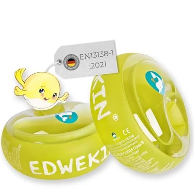 Abbildung von EDWEKIN® Premium Schwimmflügel für Kinder (16 Jahre) TÜV geprüft, extragroße Luftkammern Perfekte Schwimmhilfe Babys und Kleinkinder Transparentes Design