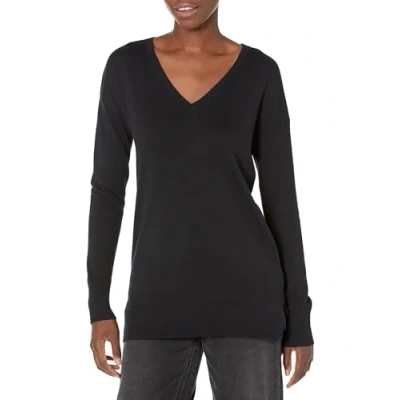 Abbildung von Amazon Essentials Damen Leichter Tunika Pullover Mit Langen Ärmeln Und V Ausschnitt (Erhältlich In Übergröße), Schwarz, S