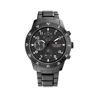 Abbildung von Tommy Hilfiger Multi Zifferblatt Quarz Uhr für Herren mit Schwarzes Edelstahlarmband 1791951