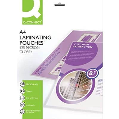 Abbildung von Q Connect Laminiertasche A4 125 Micron, 25 Stück