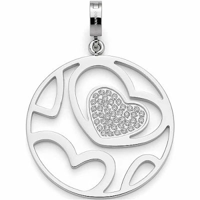 Abbildung von Leonardo Jewels Clip&amp;Mix Meyla Anhänger aus Edelstahl, silberfarbener Kettenanhänger mit Herzen und Zirkonia Steinen, Schmuck Geschenk für Frauen, 023258