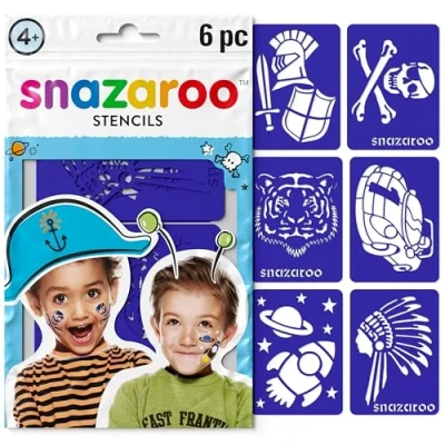 Abbildung von Snazaroo Schmink Schablonen Set &quot;Abenteuer Jungen&quot;, 6 wiederverwendbare Acryl