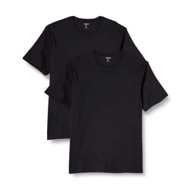 Abbildung von Amazon Essentials Herren Kurzärmliges T Shirt mit Rundhalsausschnitt in normaler Passform, 2er Pack, Schwarz, XS
