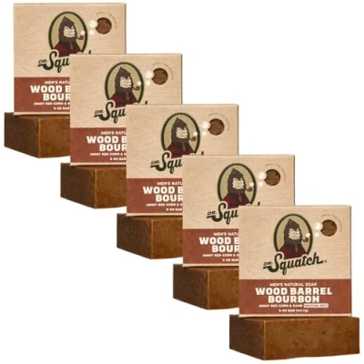 Abbildung von Dr. Squatch Natürliches Seifenstück für Männer, 5er Pack Holzfass Bourbon