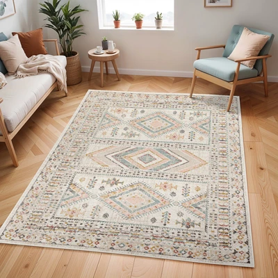 Abbildung von Livabliss Teppich »JAIPUR« rechteckig 13 mm Höhe Skandinavischer Teppich, Kurzflor Boho Wohnzimmerteppich, Läufer