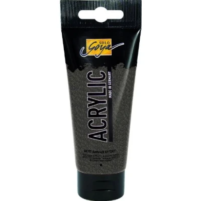 Abbildung von KREUL 84157 Solo Goya Acrylic, 100 ml Tube, anthrazit, cremige vielseitig einsetzbare Acrylfarbe in Studienqualität, auf Wasserbasis, mit Glitzereffekt, schnell und matt trocknend, gut deckend