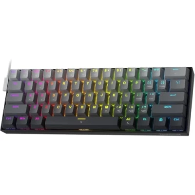Abbildung von Redragon K617 Schneller Auslöser Gaming Tastatur, 60% Kabelgebundene mechanische Tastatur mit 61 Tasten, Spezieller Magnetschalter, Betätigungspunkt einstellbar, 8K Hz Abfragerate, Grau