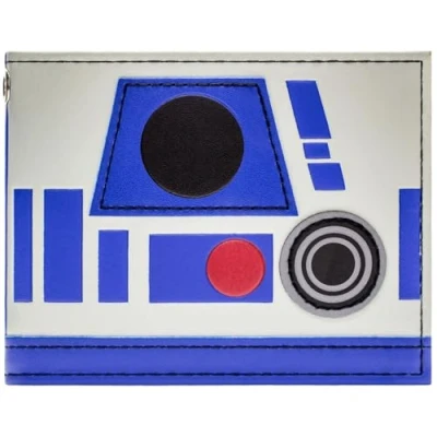 Abbildung von The Empire Strikes Back Star Wars R2 D2 Reparaturdroide Rebel Alliance Geldbörse/Geldbeutel Bi Fold ID &amp; Kartenhalter, Blau