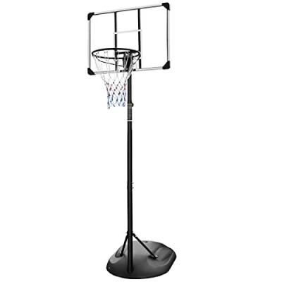 Abbildung von FUNJEPE Tragbarer Basketballkorb System, höhenverstellbar, 2,3 m 2,8 m, mit 81,3 cm transparenter Rückwand und Rädern, für Jugendliche Erwachsene, drinnen draußen, 230 280