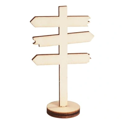 Abbildung von HobbyFun Miniatur Wegweiser Holz 4,5x8cm Landschaft Puppenhaus Zubehör Deko DIY Weg Natur