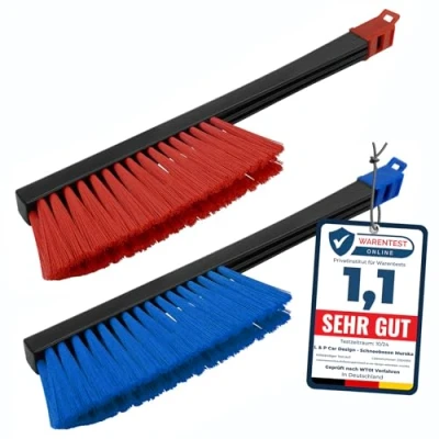 Abbildung von [ 2 Stück ] Schneebesen Auto Besen Winter Murska Schneebürste lang Schneefeger Schnee Bürste Feger orig. Finnland TOP Qualität (2x L&amp;P A059 Farbe zufällig)