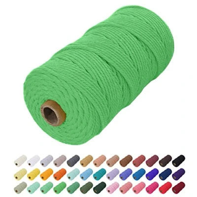Abbildung von Uiopa Makramee Garn 2mm x 200m, Baumwollkordel Farbig Baumwollgarn Geflochten Baumwollseil, Natürliche Baumwollschnur für Wandbehang, Vorhang, Traumfänger, Hängepflanze, Deko (Gras Grün)