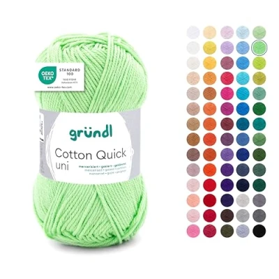 Abbildung von Gründl Wolle Cotton Quick uni Garn zum Stricken &amp; Häkeln aus 100 % Baumwolle, 1 Knäuel 50 g / 125 m, Häkelgarn/ Strickgarn , Kiwi