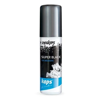 Abbildung von Kaps Schuhcreme Schwarz Schuhfarbe und Lederfarbe zum Schuhe Färben für Schwarze Sneaker, Freizeitschuhe, Lederschuhe Stoffschuhe Super Black, 75 ml