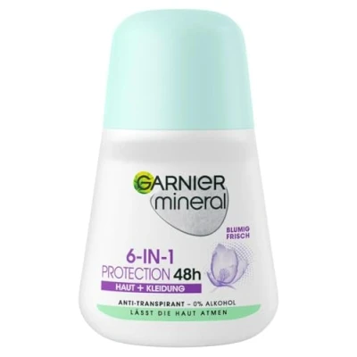 Abbildung von Garnier Roll On Deo für Frauen, Deodorant mit frischem Duft und bis zu 48 Stunden Schutz vor Achselnässe Körpergeruch, Mineral Protection 6in1 Anti Transpirant, 1 x 50 ml