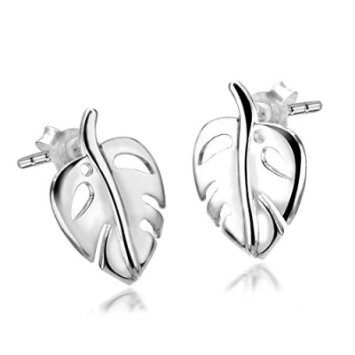 Abbildung von MATERIA Damen Ohrstecker Monstera Blatt 925 Silber Ohrringe Blätter Schmuck mit Geschenk Box SO 68