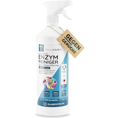 Abbildung von hauszauber® Enzymreiniger [STARKER GERUCHSENTFERNER] 1000 ml Gegen Katzenurin, Hundeurin etc. Üble Gerüche aus Sofa &amp; Teppich entfernen Geruchsneutralisierer Zauberfrische
