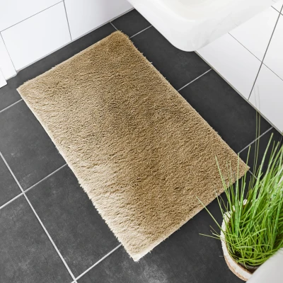 Abbildung von andiamo Badematte rutschfest Florida Badezimmerteppich weich und flauschig Badteppich waschbar Duschvorleger Badvorleger für Badezimmer 2er Set 40 x 60 cm + 100 Taupe