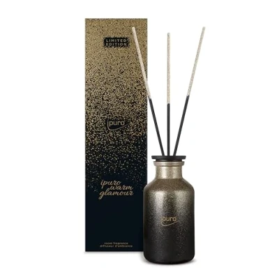 Abbildung von ipuro Warm Glamour Raumduft 240ml Limitierte Edition Weihnachtsduft Mandel Jasmin &amp; Vanille Duft langanhaltender Raumerfrischer für ein festliches Zuhause Lufterfrischer Diffuser mit Stäbchen
