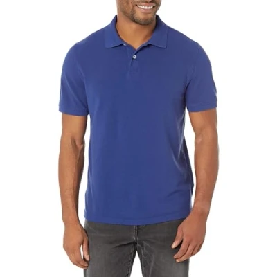 Abbildung von Amazon Essentials Herren Piqué Poloshirt aus Baumwolle, Schmale Passform, Marineblau, S