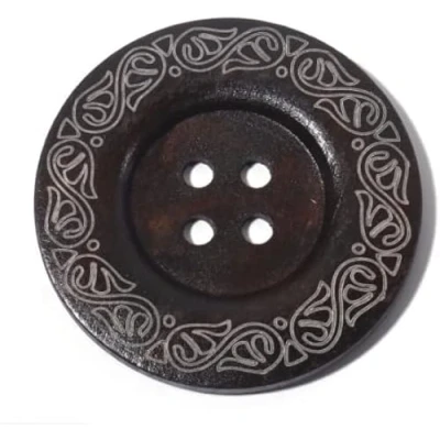 Abbildung von Holzknöpfe 5 Stück 60mm 4 Loch rund kaffeebraun Vierloch Knopf