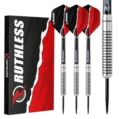 Abbildung von RUTHLESS Ranger I Professionelles Dart Set mit Wolfram Stahlspitze, 22 g und 24 g, Flights Schäften (24 g)