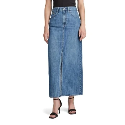 Abbildung von G Star Viktoria LONG Skirt Jeansrock, Damen, Größe: 26, Faded cliffside blue