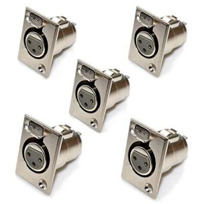 Abbildung von Oiyagai 5 Stück D3F 3 polige XLR Buchse Panelmontage Stecker mit Nickelbeschichtung Professioneller Audioverbinder für Mikrofone, Lautsprecher und Studioausrüstung