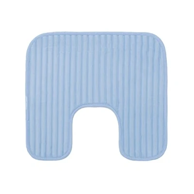Abbildung von Gözze Rutschfester Weicher Toilettenteppich in U Form, 100% Polyester, 50 x 45 cm Hellblau
