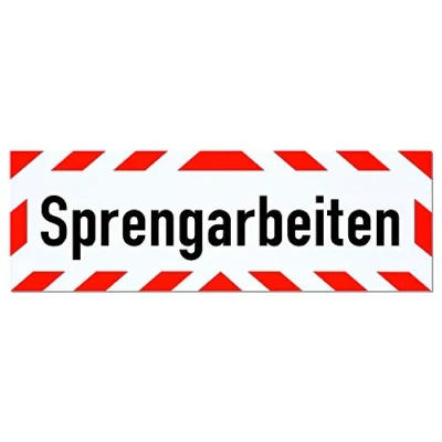 Abbildung von Magnetschild Sprengarbeiten Schild magnetisch mehrere Größen lieferbar (45 x 15 cm)