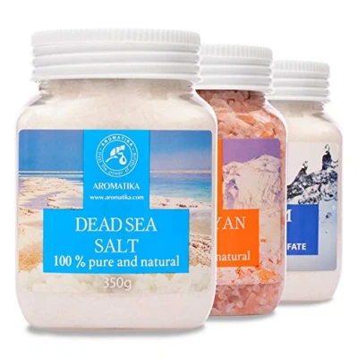 Abbildung von Badesalz Set Epsom Salz (400g) / Totes Meer (350g) Himalaya (450g) Magnesiumsulfat Mineralsalz Badezusatz für Körperpflege Schönheit Entspannung Aromatherapie